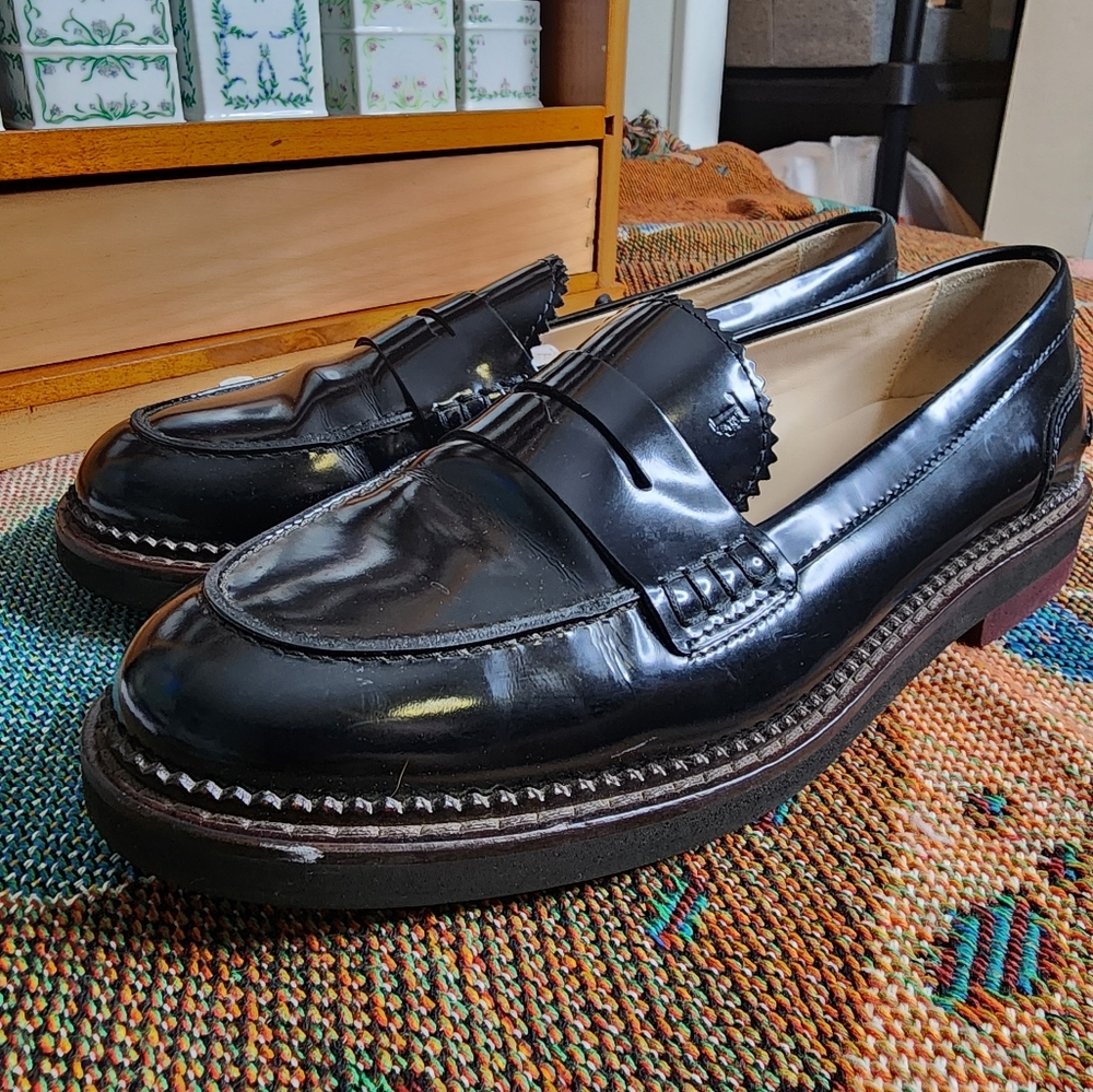 Tod's Black Leather Loafers Women's 37.5
